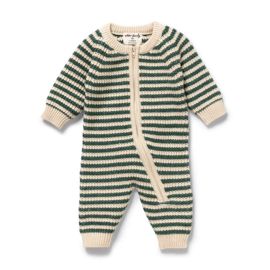Clover Organic Knitted Stripe Growsuit