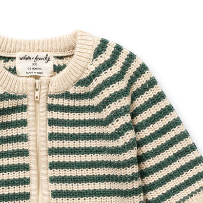 Clover Organic Knitted Stripe Growsuit