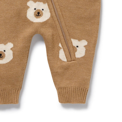 Beary Cute Organic Knitted Jacquard Growsuit