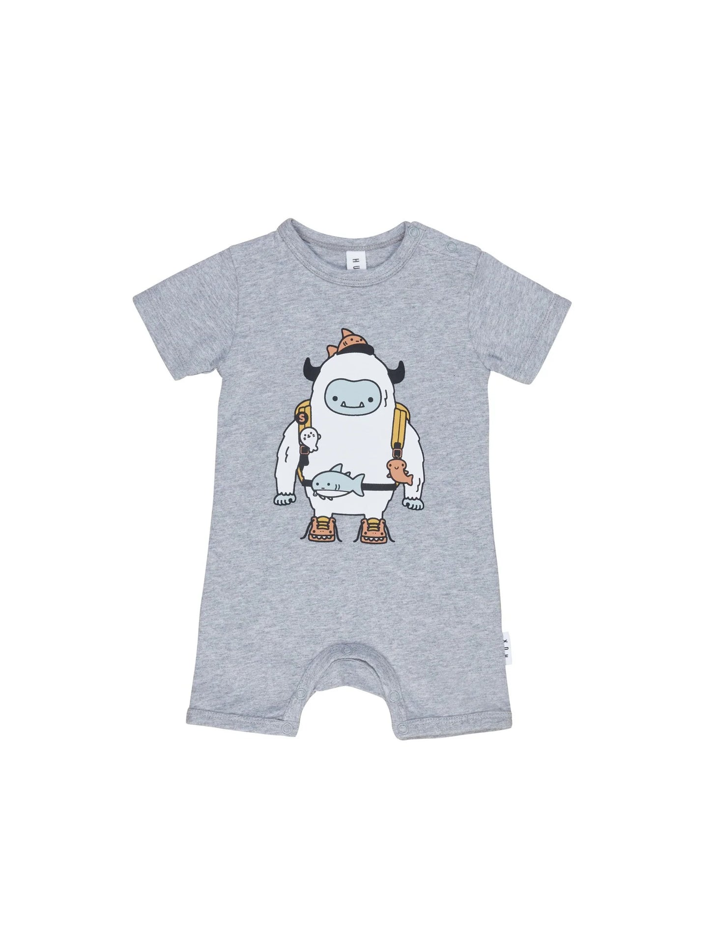 Huxbaby Yeti Short Romper - Grey Marle