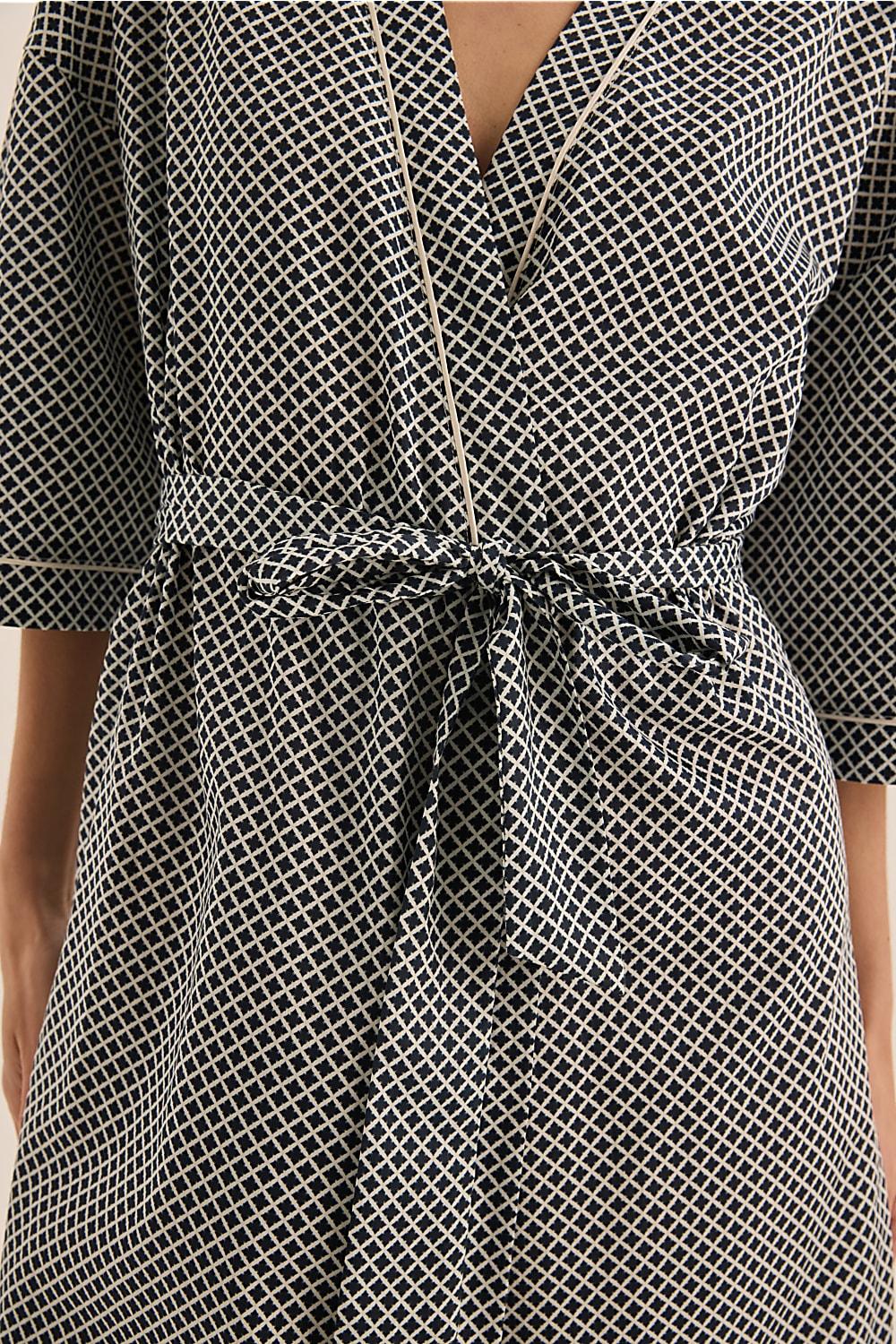 Gingerlilly Indigo Navy Diamond Cotton Robe