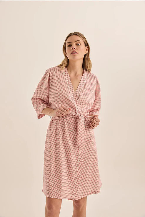 Gingerlilly Indigo Pink Diamond Cotton Robe