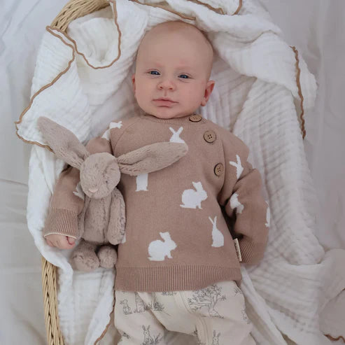 Aster & Oak Taupe Bunny Knit Jumper
