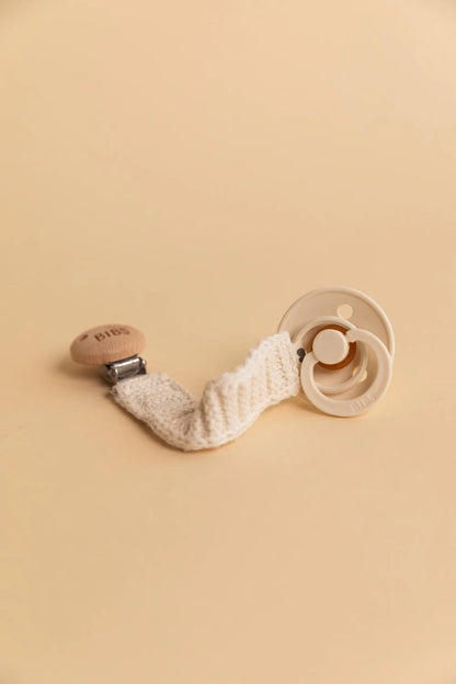 Bibs Knitted Pacifier Clip - Ivory