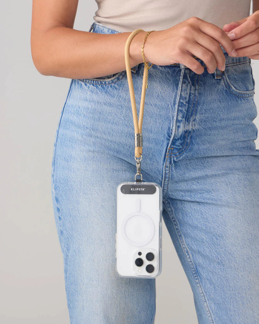 LOOP Phone Wrist Strap - Tan & Silver