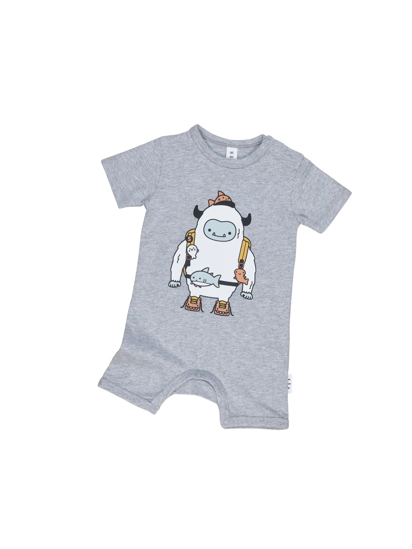 Huxbaby Yeti Short Romper - Grey Marle