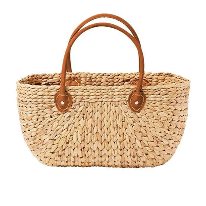Hand Woven Market Basket- Suede Handle