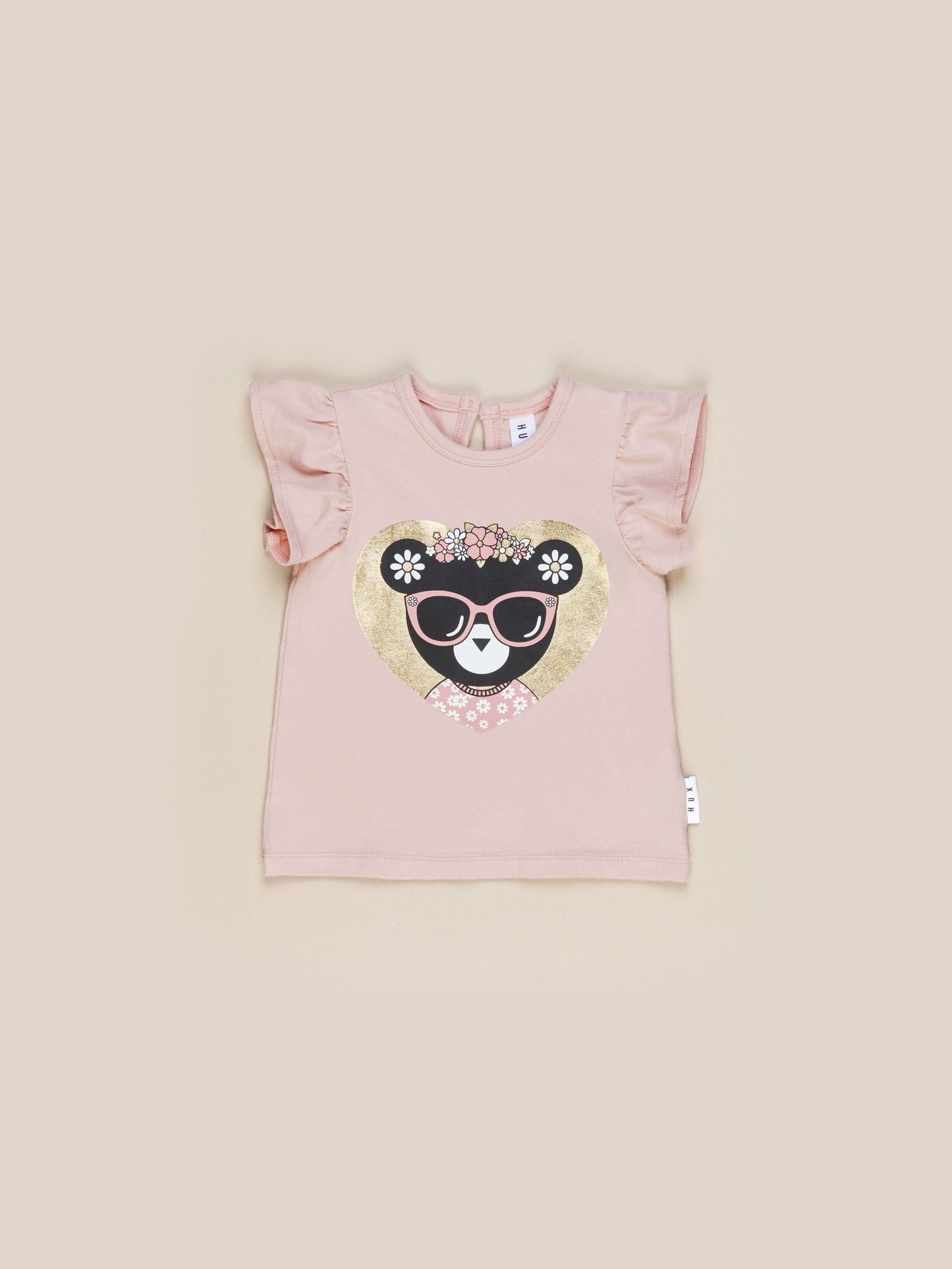 Huxbaby Floral Huxbear Frill T-Shirt- Rose