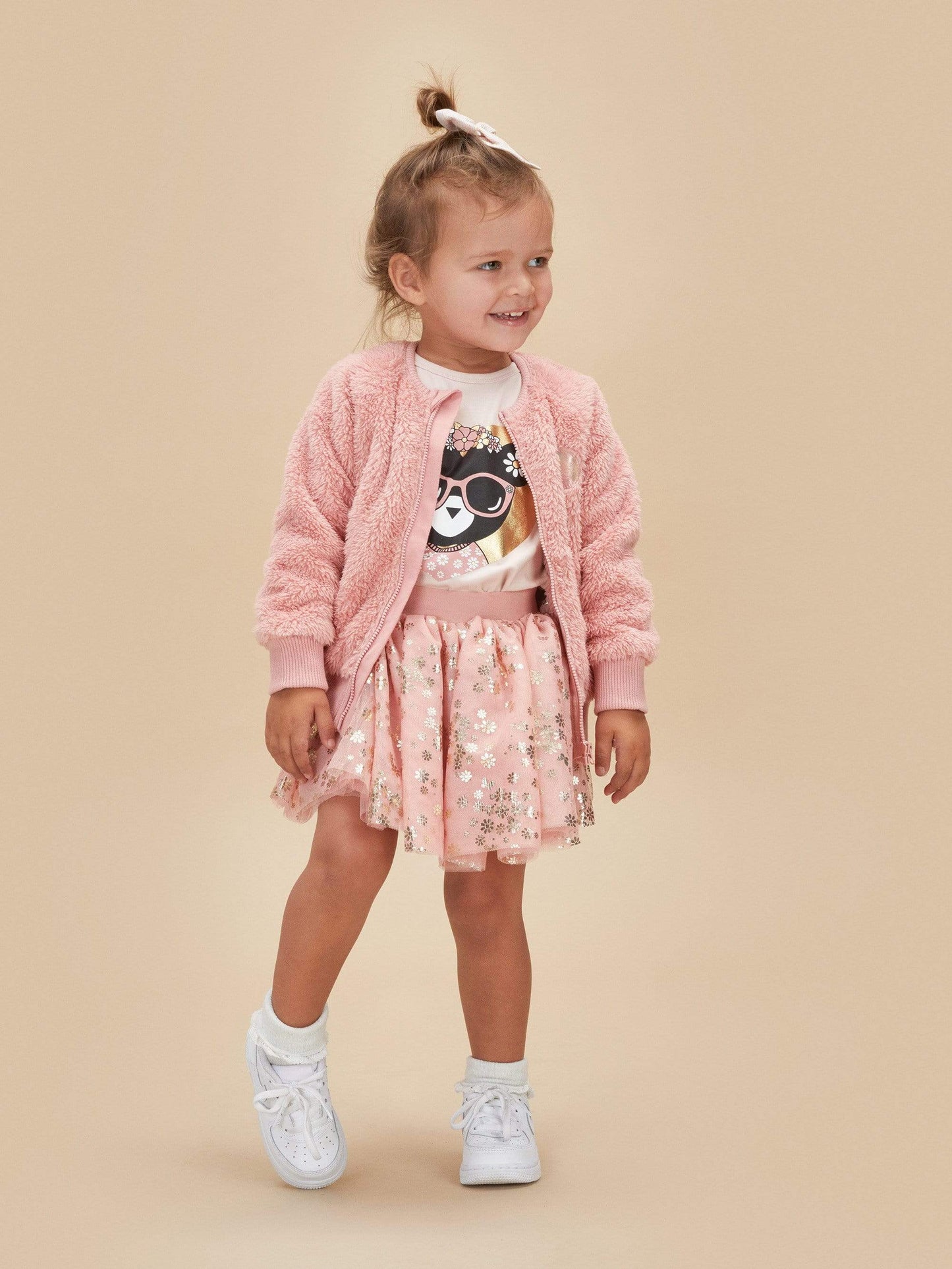 Huxbaby Floral Huxbear Frill T-Shirt- Rose