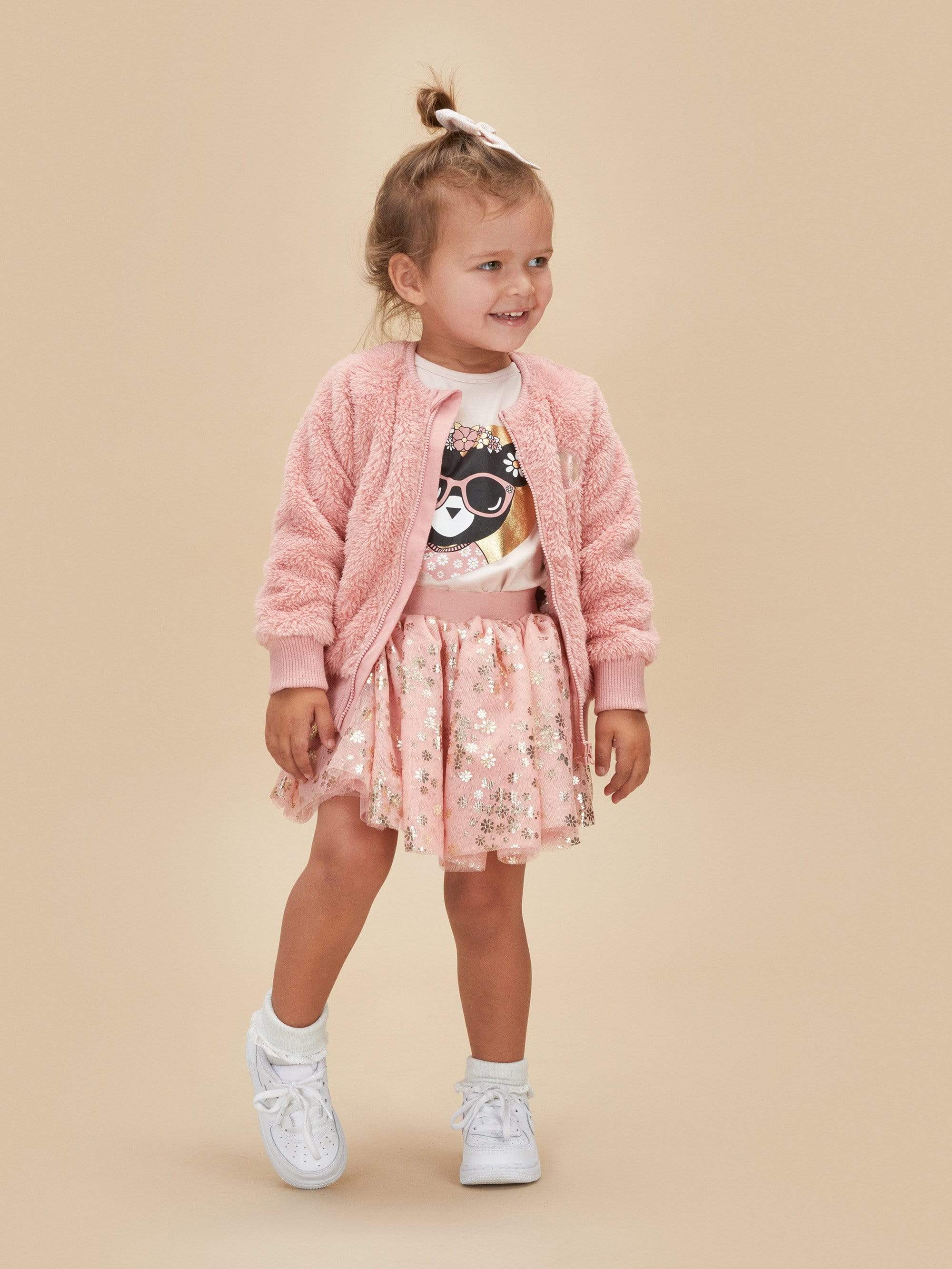 Huxbaby Floral Huxbear Frill T-Shirt- Rose