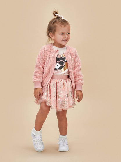 Huxbaby Floral Huxbear Frill T-Shirt- Rose